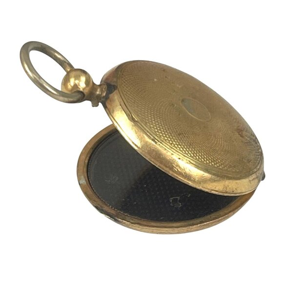 Antique Gold Tone Double-Sided Locket Pendant With Intricate Textured Design & L - Picture 5 of 8